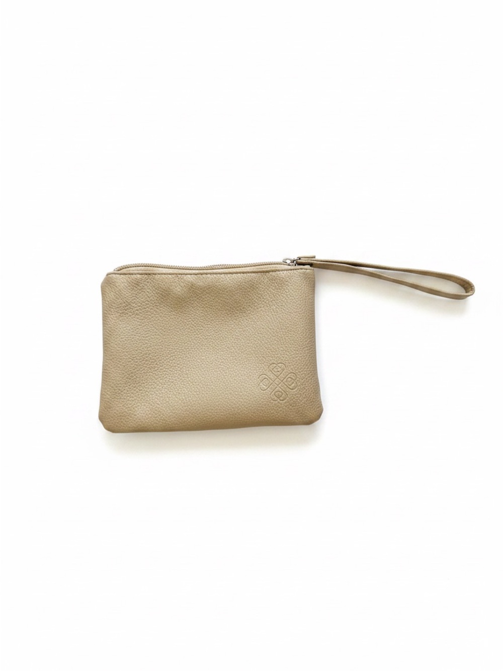 Leather Wristlet Pouch in Taupe